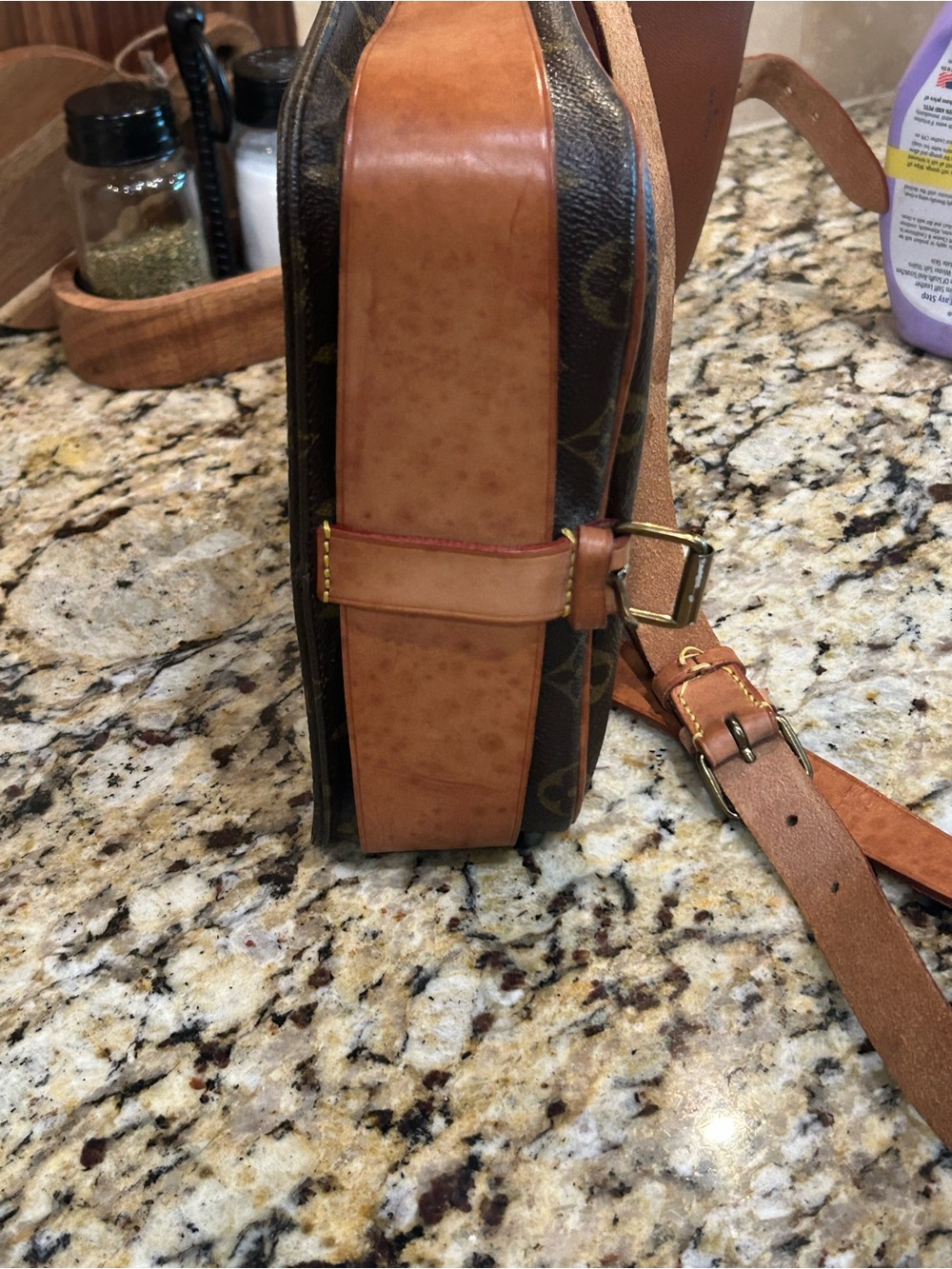 Louis Vuitton Brown Monogram Crossbody Bag with Tan Trim with coa - Picture 12 of 16